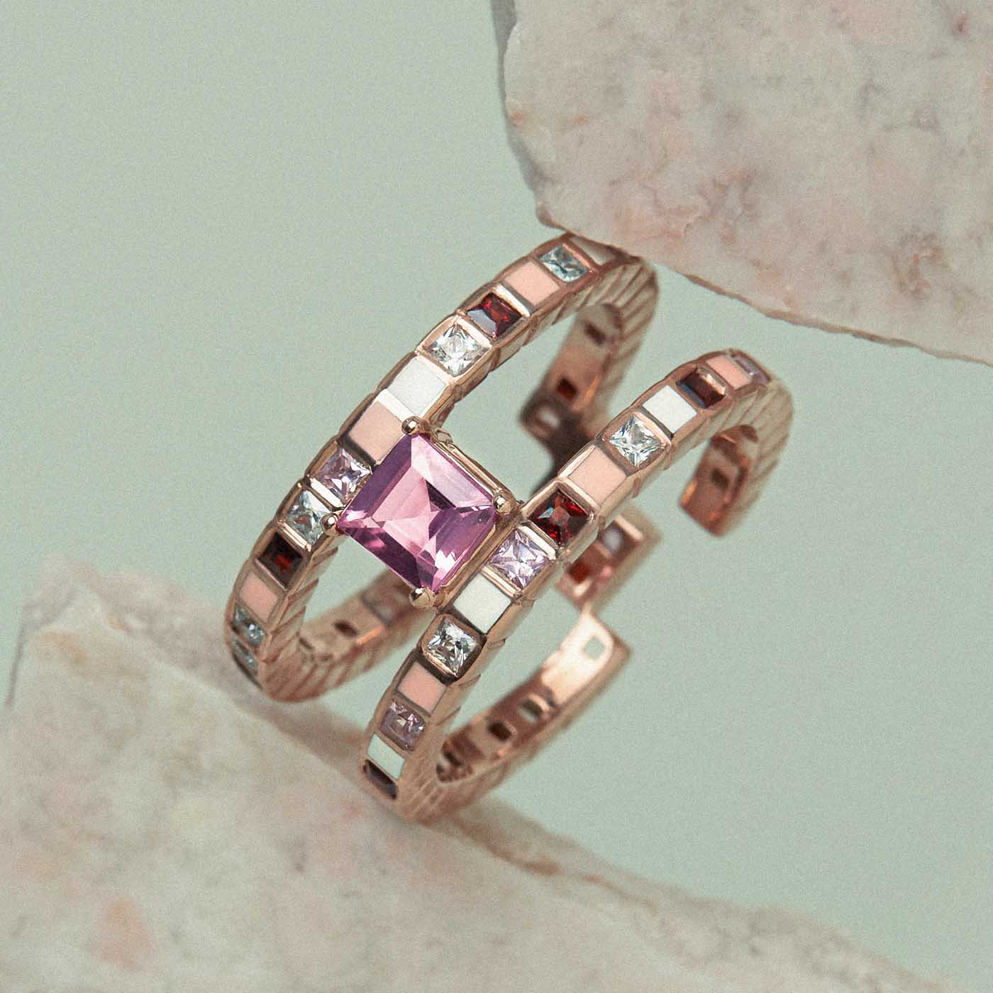 Chiara Ring in 18ct Yellow Gold Vermeil and Stones